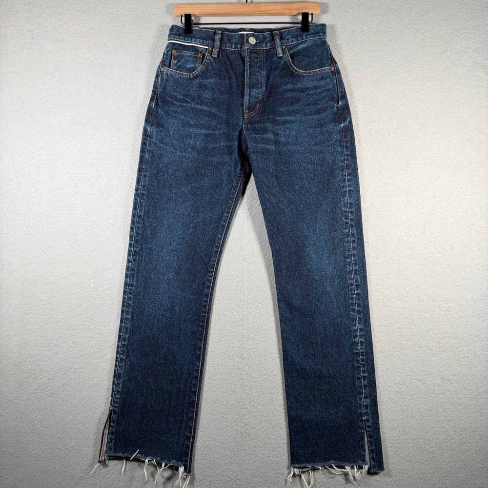 Moussy Vintage Japan Dark Wash Raw Hem Straight Leg Jeans 27 540FAC11-9050
